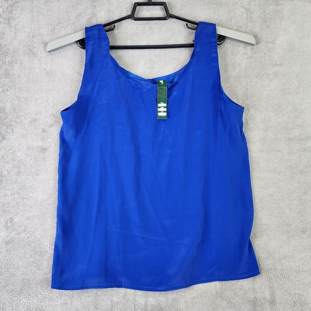 Vintage Womens Sara Stephen Blue Tank Top Shirt Blouse Sleeveless Size M
